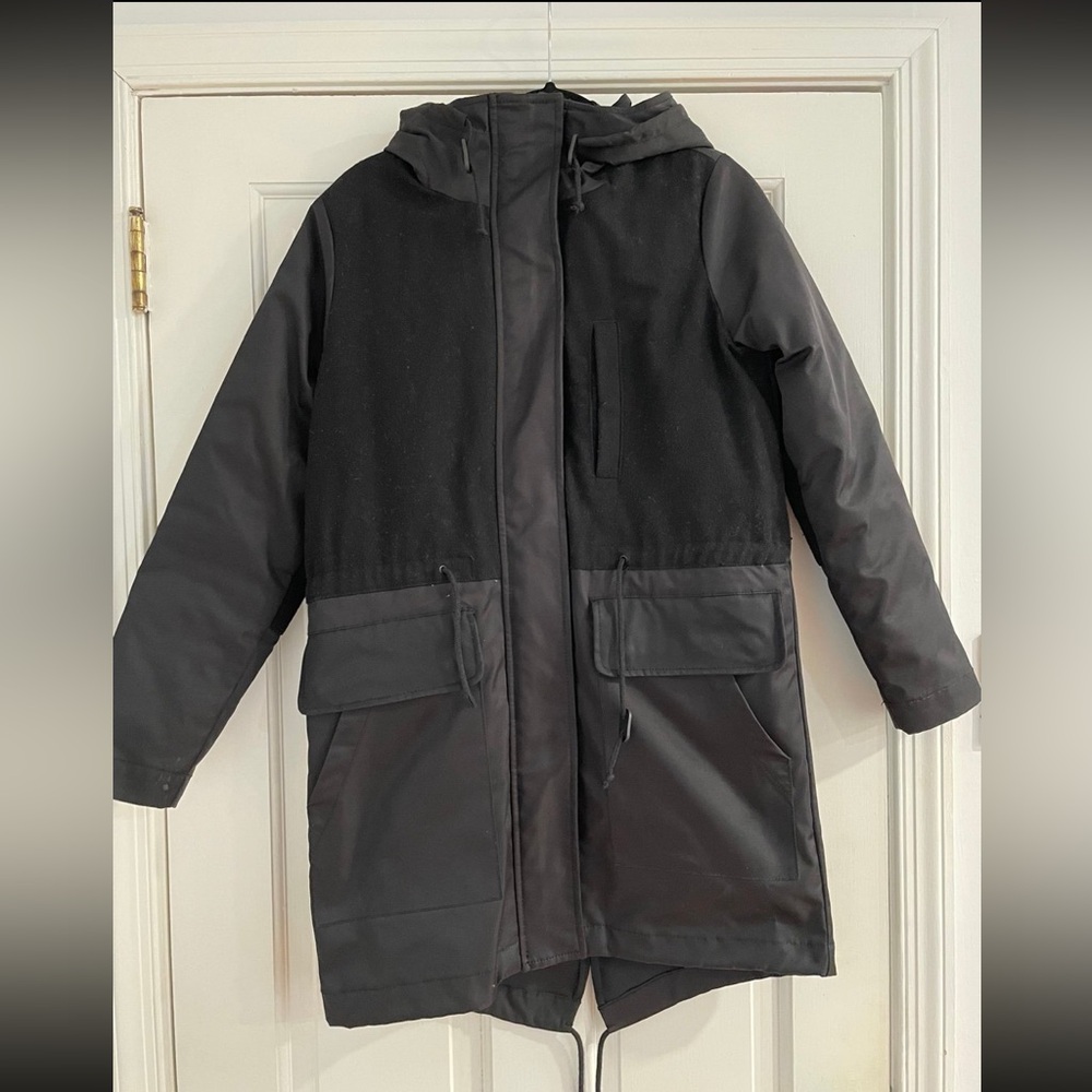 GAP Women’s Black Hooded Fall Coat